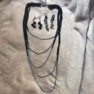 Multi Chain Necklace with two sets of earrings